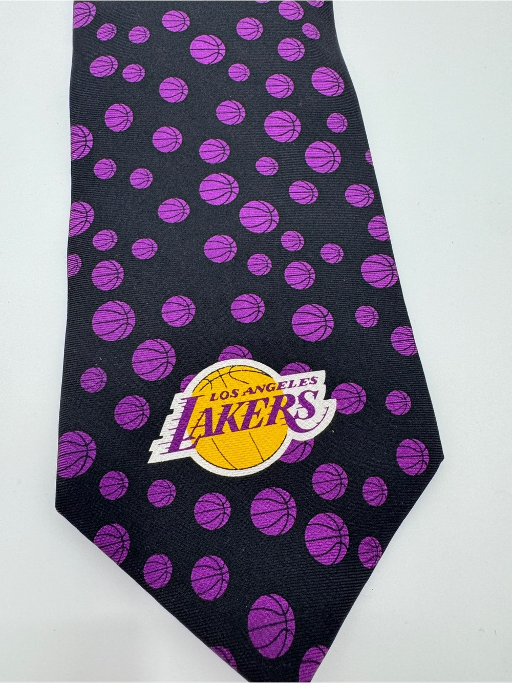 Vintage 2005 Los Angeles Lakers NBA RM Style Silk Necktie Purple Black